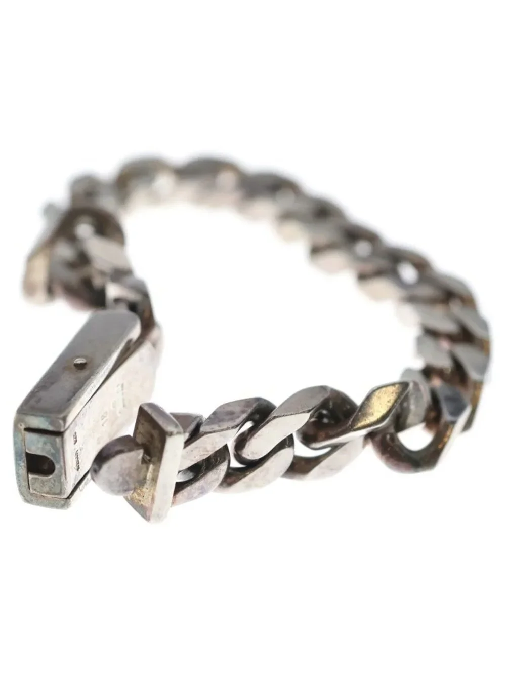 Gucci Chain Logo Plate Bracelet Silver